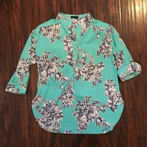 ModCloth Turquoise Floral Top